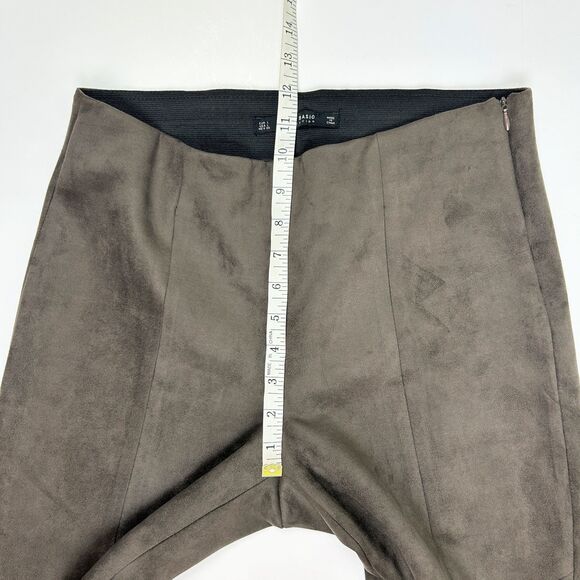 Zara Basic Micro Suede Skinny Pants Leggings Taupe Brown Stretch Equestrian sz L - Picture 7 of 13
